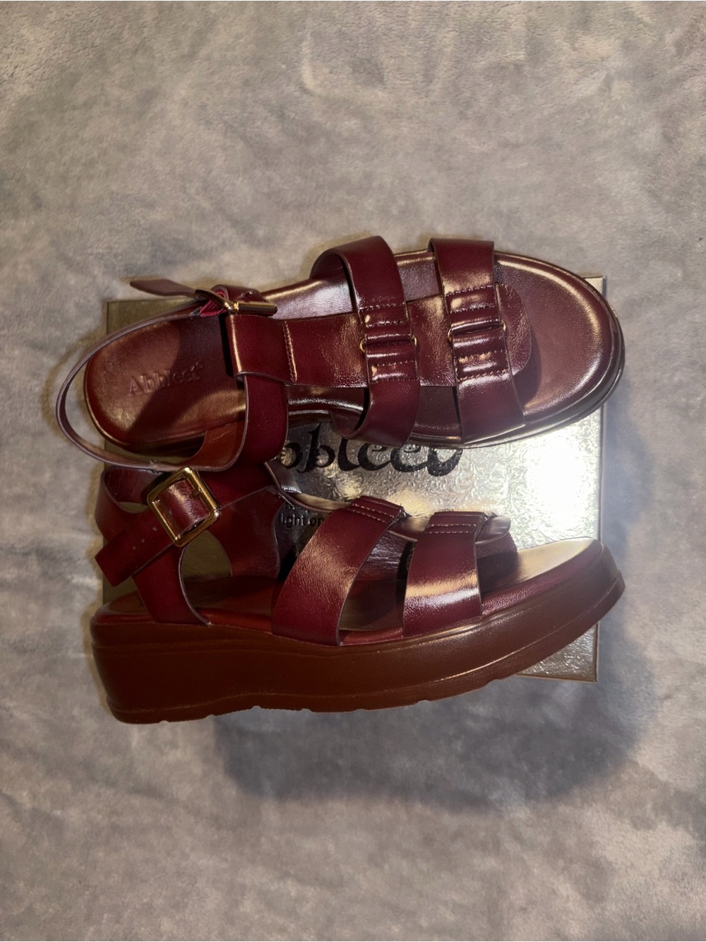 Abbleet Burgundy Wine Platform Wedge Sandals Women’s Size 9 Strappy - Picture 9 of 14